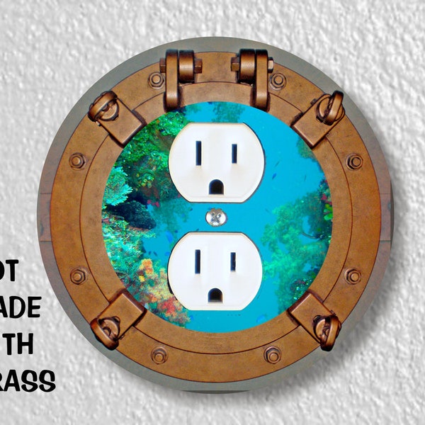 Porthole Nautical Precision Laser Cut Duplex and Grounded Outlet Round Wall Plate Covers