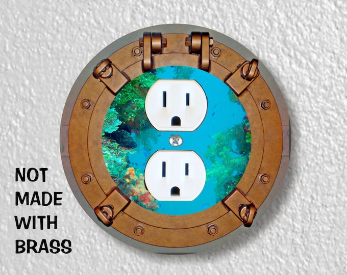 Porthole Nautical Precision Laser Cut Duplex and Grounded Outlet Round Wall Plate Covers