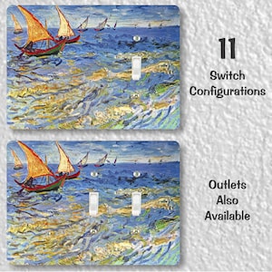 Seascape at Saintes-Maries Van Gogh Art Painting Precision Laser Cut Toggle and Decora Rocker Light Switch Wall Plate Covers