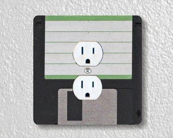 Floppy Disc Precision Laser Cut Duplex and Grounded Outlet Square Wall Plate Covers