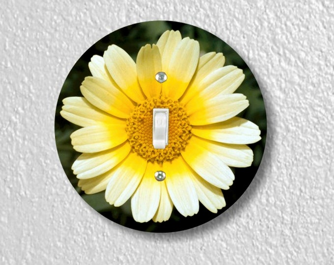 Yellow Daisy Flower Precision Laser Cut Toggle and Decora Rocker Round Light Switch Wall Plate Covers