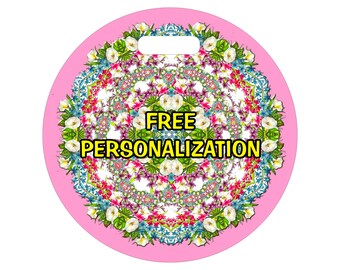 Floral Wreath Mandala Round Personalized Luggage Bag Tag