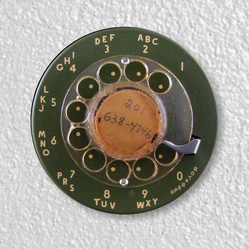 Vintage Retro MCM Avocado Green Telephone Dial Precision Laser Cut Single Blanking Wall Plate Cover