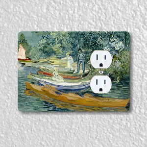 On the banks of the Oise at Auvers Van Gogh Painting Precision Laser Cut Duplex and Grounded Outlet Wall Plate Covers