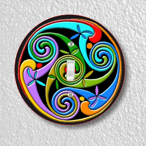 Celtic Triskelion Precision Laser Cut Toggle and Decora Rocker Round Light Switch Wall Plate Covers