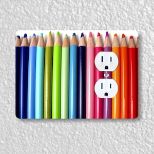 Coloring Pencils Precision Laser Cut Duplex and Grounded Outlet Wall Plate Covers