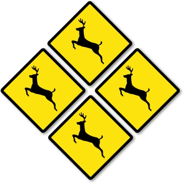 Deer Crossing Sign Coasters - Set of 4