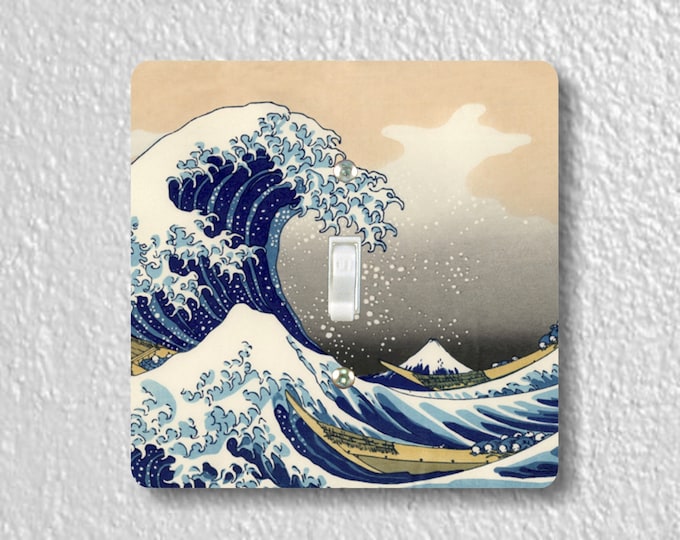 Hokusai Great Wave of Kanagawa Precision Laser Cut Toggle and Decora Rocker Square Light Switch Wall Plate Covers