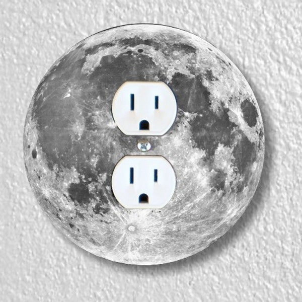 Moon From Space Precision Laser Cut Duplex and Grounded Outlet Round Wall Plate Covers