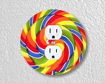 Giant Lollipop Precision Laser Cut Duplex and Grounded Outlet Round Wall Plate Covers