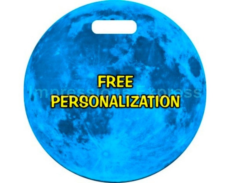 Blue Moon Round Personalized Luggage Tote Bag Tag image 1