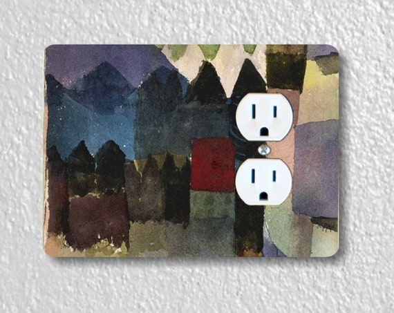 Föhn In Marc's Garden Paul Klee Painting Precision Laser Cut Duplex and Grounded Outlet Wall Plate Covers
