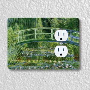 Water Lilies and Japanese Bridge Monet Precision Laser Cut Duplex and Grounded Outlet Wall Plate Covers