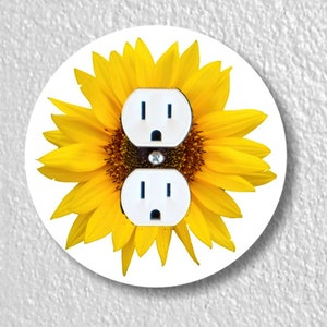 Sunflower Flower Precision Laser Cut Duplex and Grounded Outlet Round Wall Plate Covers