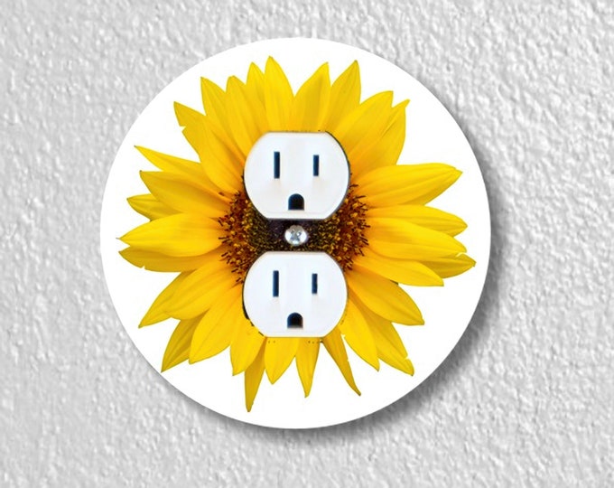 Sunflower Flower Precision Laser Cut Duplex and Grounded Outlet Round Wall Plate Covers