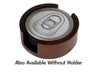 Soda Can Round Coaster Set with/without Wood Holder - NOT metal