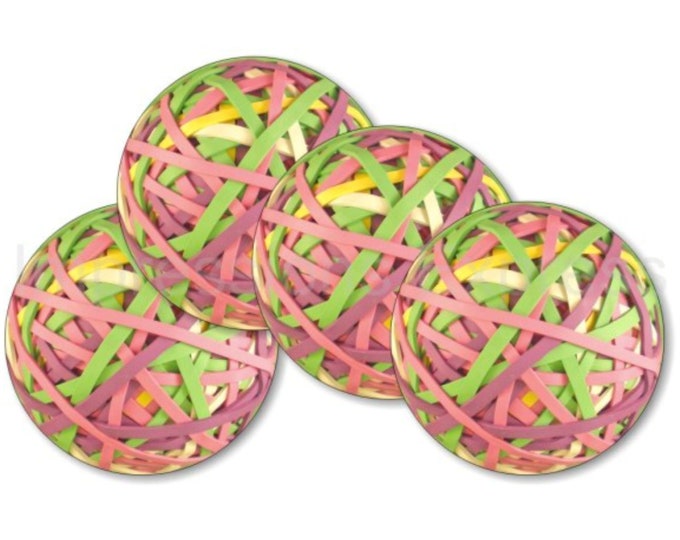 Rubber Band Ball Round Coasters - Set of 4