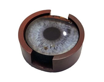 Eye Ball Coaster Set of 5 with Wood Holder