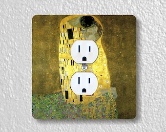 Gustav Klimt The Kiss Precision Laser Cut Duplex and Grounded Outlet Square Wall Plate Covers