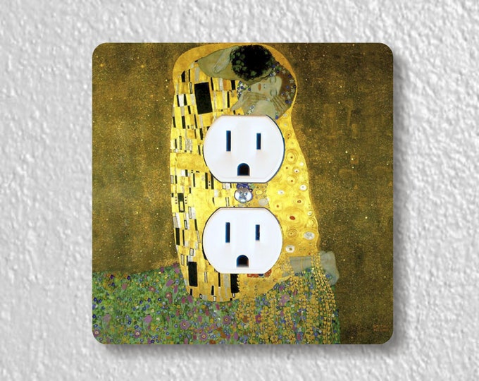 Gustav Klimt The Kiss Precision Laser Cut Duplex and Grounded Outlet Square Wall Plate Covers