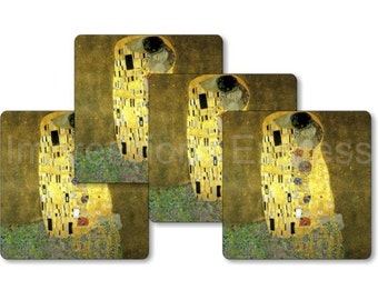 Gustav Klimt The Kiss Square Coasters - Set of 4