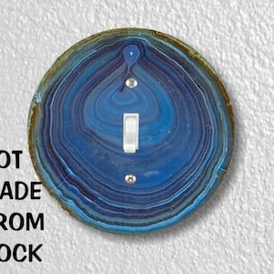 Blue Geode Stone Precision Laser Cut Toggle and Decora Rocker Round Light Switch Wall Plate Covers