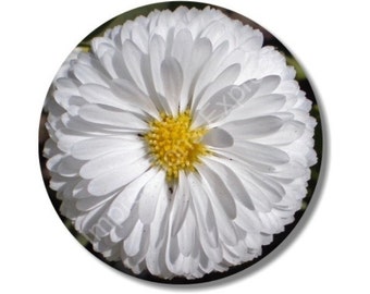 White Daisy Flower Round Mousepad