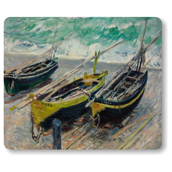 Monet Three fishing Boats Painting Mousepad