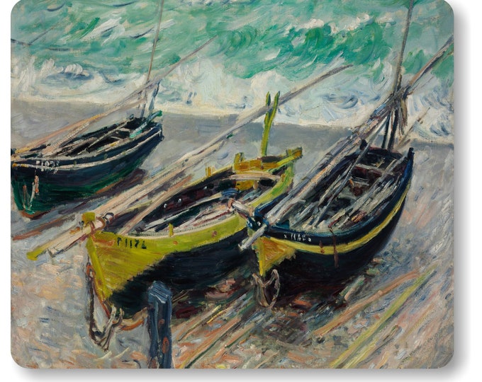 Monet Three fishing Boats Painting Mousepad