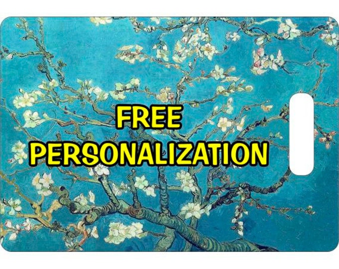 Almond Branches Van Gogh Painting Personalized Rectangle Luggage Tote Bag Tag