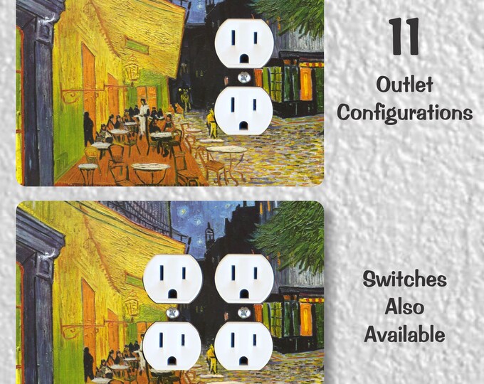 Café Terrace at Night Van Gogh Painting Precision Laser Cut Duplex and Grounded Outlet Wall Plate Covers