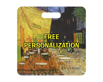 Vincent Van Gogh Café Terrace at Night Painting Personalized Square Luggage Bag Tag