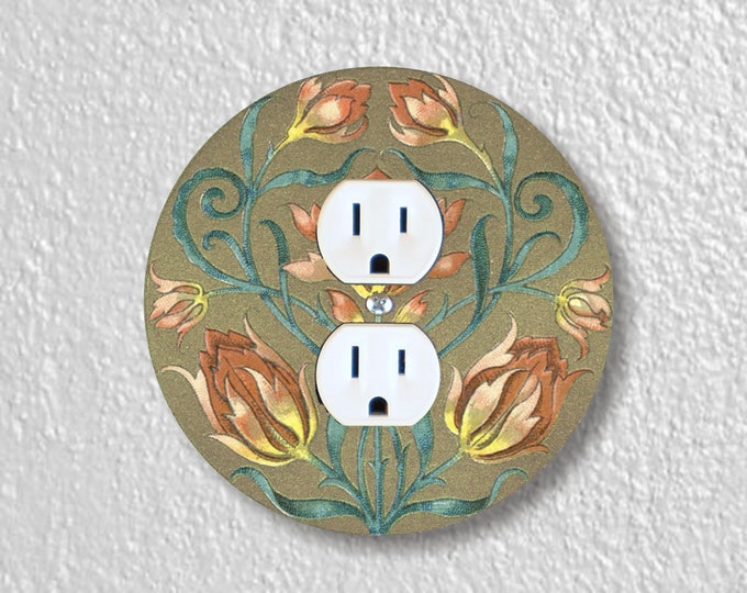 Victorian Floral Precision Laser Cut Duplex and Grounded Outlet Round Wall Plate Covers