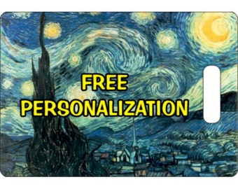 Starry Night Van Gogh Painting Personalized Rectangle Luggage Tote Bag Tag