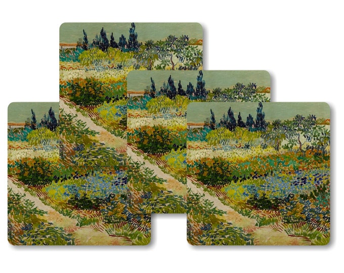 Vincent Van Gogh The Garden at Arles Painting Square Coasters - Set of 4