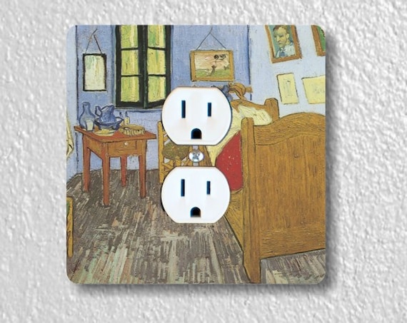 Vincent Van Gogh The Bedroom Precision Laser Cut Duplex and Grounded Outlet Square Wall Plate Covers