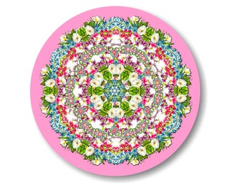 Floral Wreath Mandala Round Mousepad