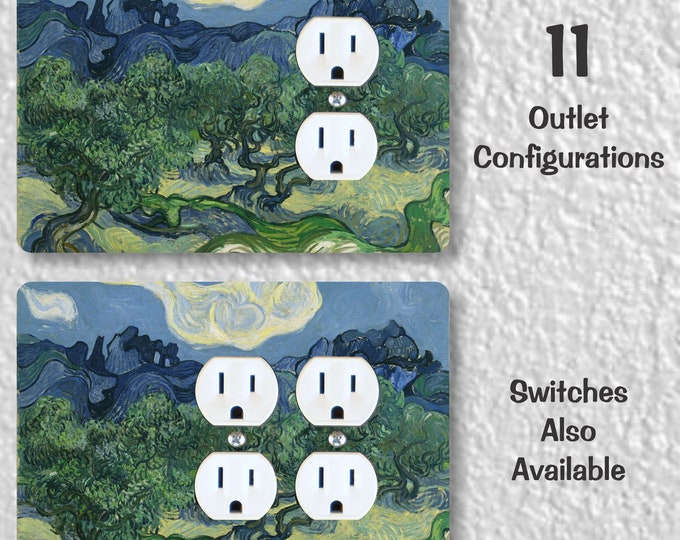 Olive Trees Van Gogh Painting Precision Laser Cut Duplex and Grounded Outlet Wall Plate Covers