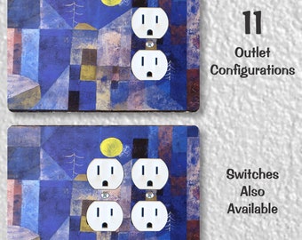 Paul Klee Moonlight Painting Precision Laser Cut Duplex and Grounded Outlet Wall Plate Covers