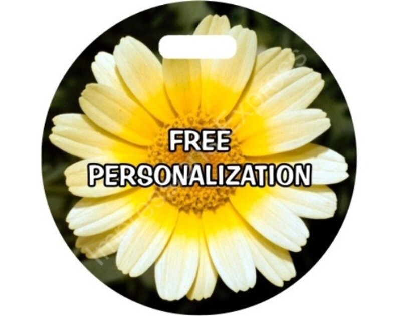 Yellow Daisy Flower Round Personalized Luggage Bag Tag image 1