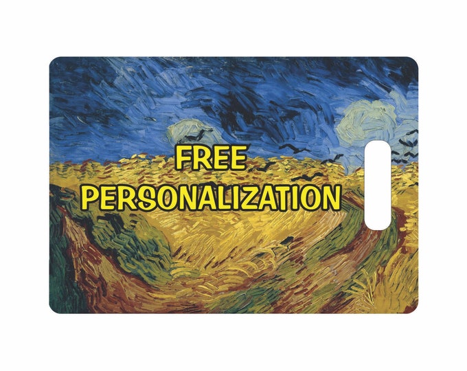 Wheatfield With Crows Van Gogh Painting Personalized Rectangle Luggage Tote Bag Tag