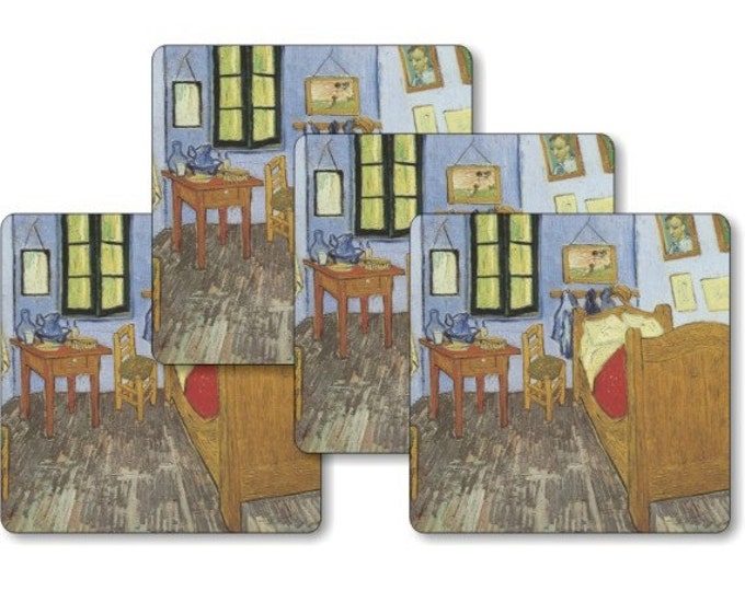 Vincent Van Gogh The Bedroom Painting Square Coasters - Set of 4