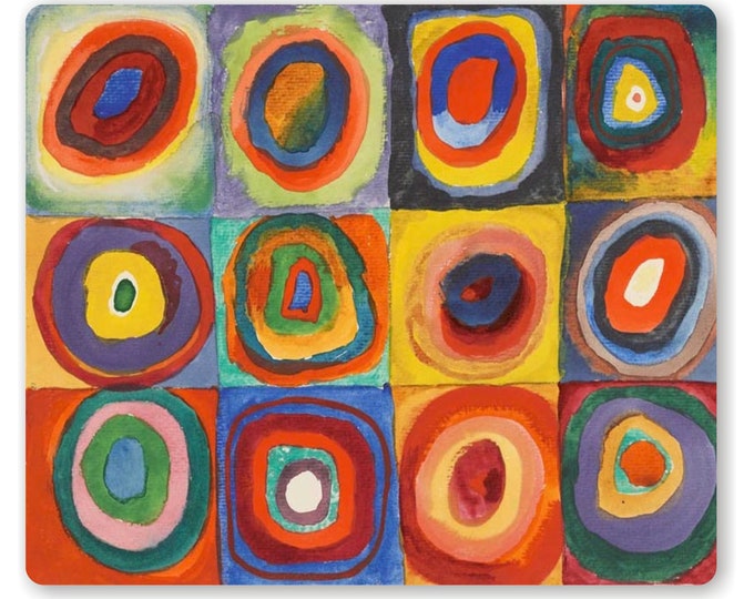 Kandinsky Squares with Concentric Circles Painting Mousepad