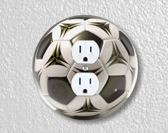 Soccer Ball Precision Laser Cut Duplex and Grounded Outlet Round Wall Plate Covers