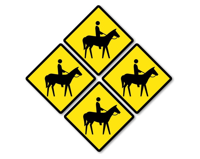 Horse Crossing Sign Coasters - Set of 4