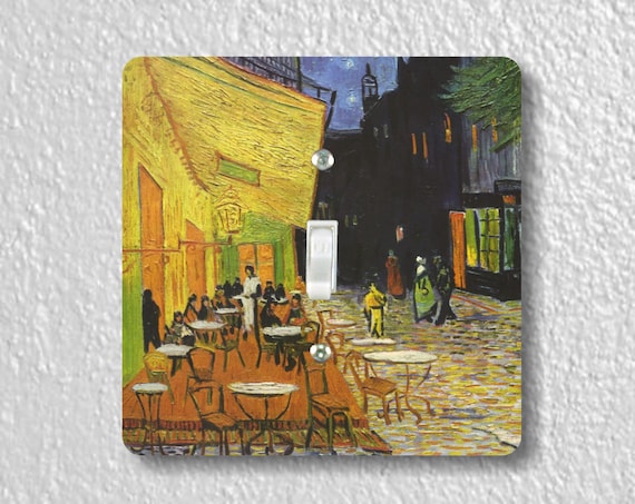 Vincent Van Gogh Café Terrace at Night Precision Laser Cut Toggle and Decora Rocker Square Light Switch Wall Plate Covers