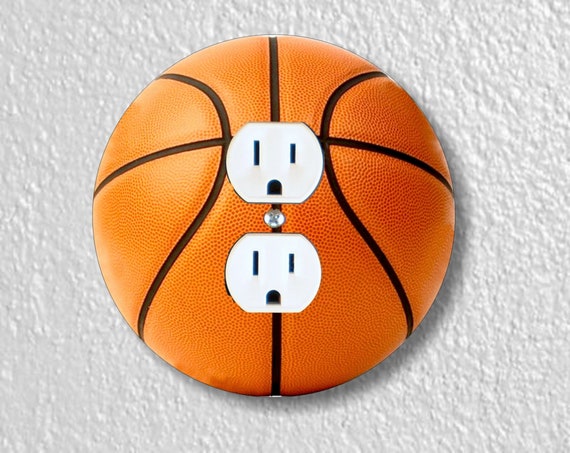 Orange Basketball Precision Laser Cut Duplex and Grounded Outlet Round Wall Plate Covers