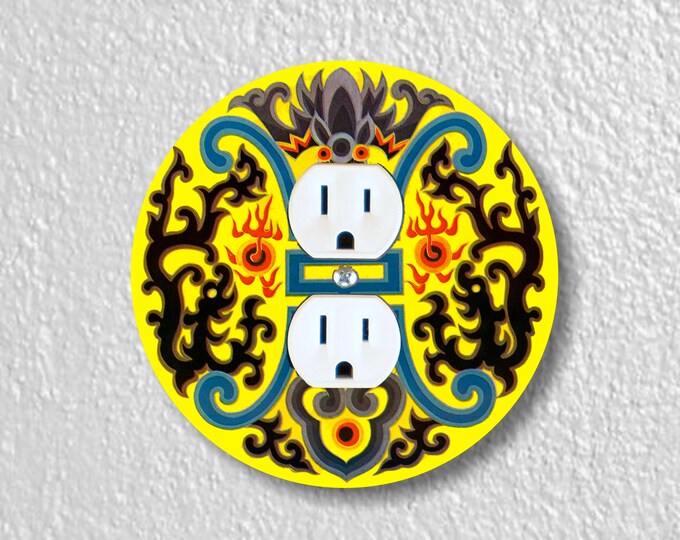Chinese Dragon Precision Laser Cut Duplex and Grounded Outlet Round Wall Plate Covers