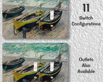 Monet Three Fishing Boats Precision Laser Cut Toggle and Decora Rocker Light Switch Wall Plate Covers