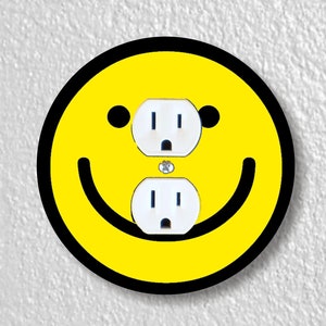 Smiley Face Precision Laser Cut Duplex and Grounded Outlet Round Wall Plate Covers